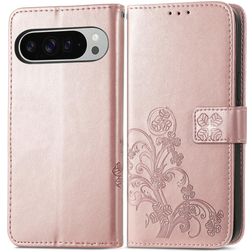 Mobigear Clover Housse Google Pixel 9 Pro XL Etui Porte-Monnaie - Rose doré