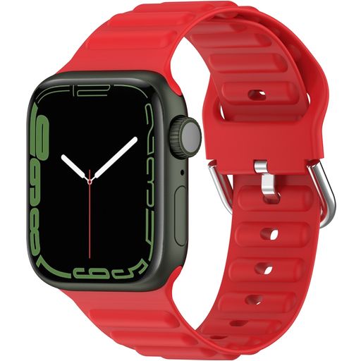 Mobigear Bumpy Bracelet Silicone Apple Watch Fermeture boucle ardillon - 49/46/45/44 mm - Rouge