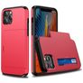 Mobigear Card Coque iPhone 12 Coque arrière Rigide Anti-Chocs avec Porte-Cartes - Rouge