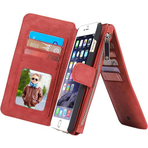 Caseme 007 Housse iPhone 6s Etui avec Coque Détachable Porte-Monnaie - Rouge