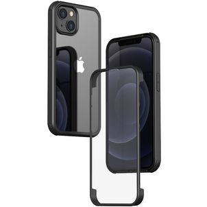 Valenta Full Cover Coque iPhone 15 Pro Coque arrière en Verre trempé Anti-Chocs - Transparent / Noir