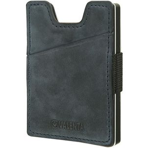 Valenta Card Case Alu + Money Strap - Porte Cartes en en Cuir véritable - 8 Cartes - Bleu