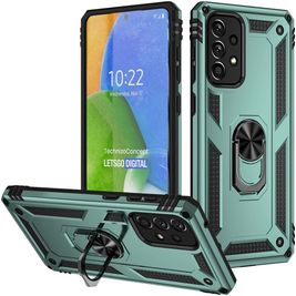Mobigear Armor Ring Coque Samsung Galaxy A73 Coque arrière Rigide Anti-Chocs avec Anneau-Support - Vert