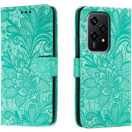 Mobigear Flowers Housse HONOR 200 Lite Etui Porte-Monnaie - Vert