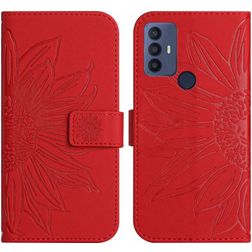 Mobigear Sunflower Housse TCL 30 SE Etui Porte-Monnaie - Rouge