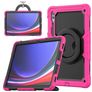 Mobigear RingGuard Coque Samsung Galaxy Tab S10 Ultra Coque arrière en Plastique rigide,Silicone + Porte-crayon + Bandoulière + Support Amovible - Magenta