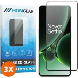 Mobigear Premium OnePlus Nord 3 Verre trempé Protection d'écran - Compatible Coque - Noir (Lot de 3)