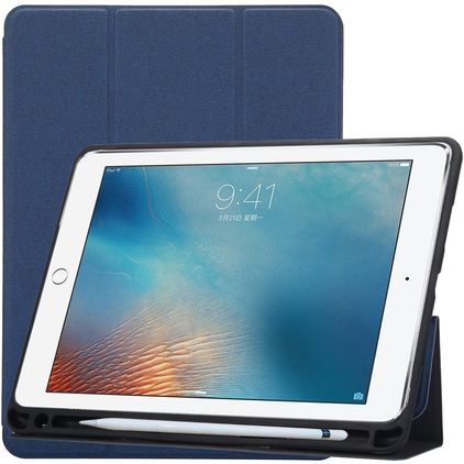 Mobigear Tri-Fold Gel Coque iPad Pro 10.5 Pouces (2017) Etui en TPU,Similicuir + Porte-crayon - Bleu