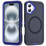 Mobigear Rugged Mag Coque iPhone 16 MagSafe Coque arrière Rigide Anti-Chocs - Bleu Marin