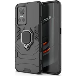 Mobigear Armor Ring Coque Realme GT Neo 3 Coque arrière Rigide Anti-Chocs avec Anneau-Support - Noir