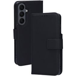 Mobiparts Wallet Housse Samsung Galaxy S26 FE Etui en Cuir Véritable Porte-Monnaie - Noir