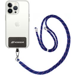 Mobigear Lanyard - Cordon de téléphone universel ajustable en Nylon - Blanc / Rouge / Bleu Marin