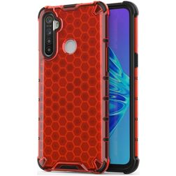 Mobigear Honeycomb Coque Realme C3 Coque arrière Rigide Anti-Chocs - Rouge