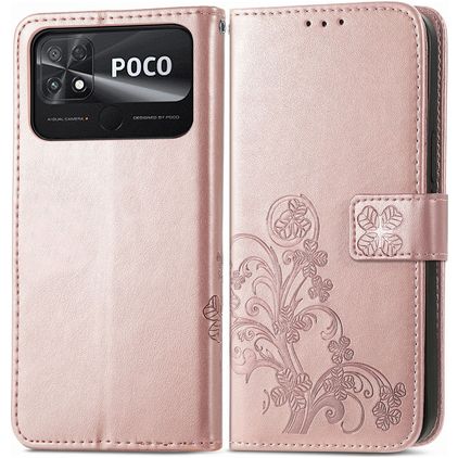 Mobigear Clover Housse POCO C40 Etui Porte-Monnaie - Rose doré