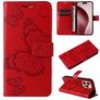 Mobigear Butterfly Housse iPhone 16 Pro Etui Porte-Monnaie - Rouge