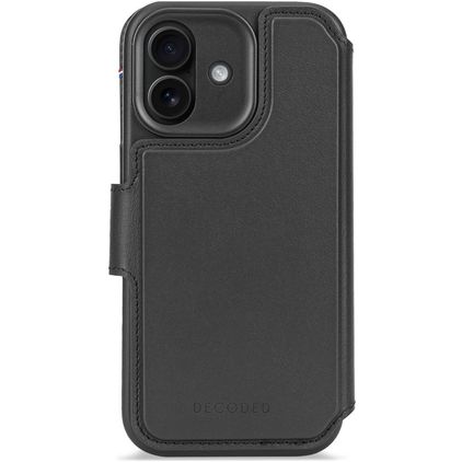 Decoded Detachable Wallet Housse iPhone 17 MagSafe Etui avec Coque Détachable en Cuir Véritable Porte-Monnaie - Noir