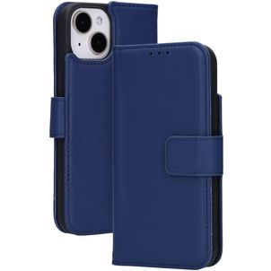 Mobiparts Wallet Housse iPhone 15 MagSafe Etui en Cuir Véritable Porte-Monnaie - Bleu
