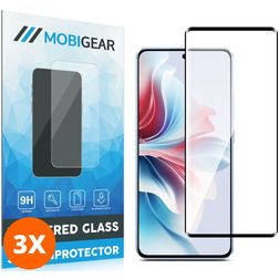Mobigear Premium OPPO Reno 11F Verre trempé Protection d'écran - Compatible Coque - Noir (Lot de 3)