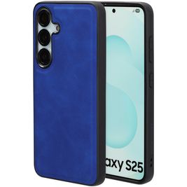 Mobiparts Classic Coque Samsung Galaxy S25 MagSafe Coque arrière en TPU,Similicuir - Sapphire Blue