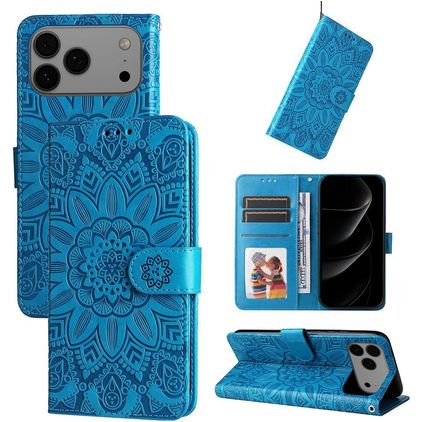 Mobigear Sunflower iPhone 18 Pro Max Étui Portefeuille - Bleu