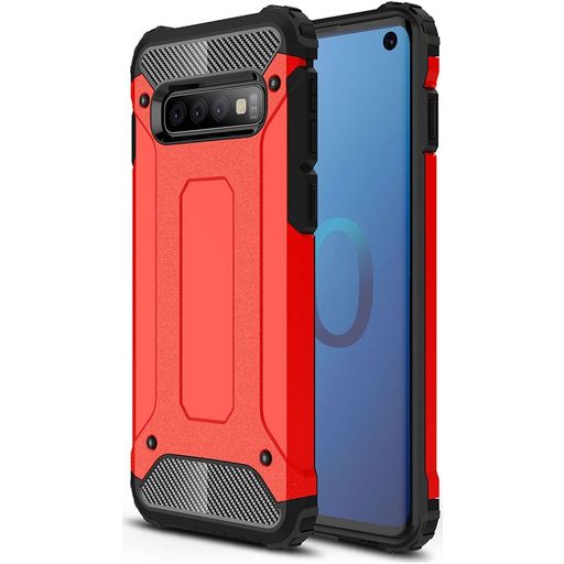 Mobigear Outdoor Coque Samsung Galaxy S10 Coque arrière Rigide Anti-Chocs - Rouge