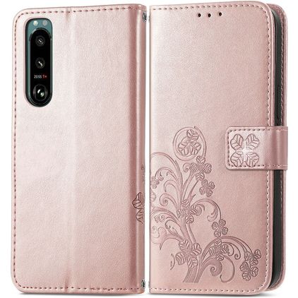 Mobigear clover Sony Xperia 5 IV Étui Portefeuille - Rose doré