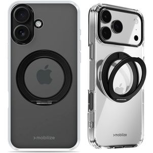 Mobilize 360 Rotating Ring Coque iPhone 16 MagSafe Coque arrière Rigide avec Anneau-Support - Noir
