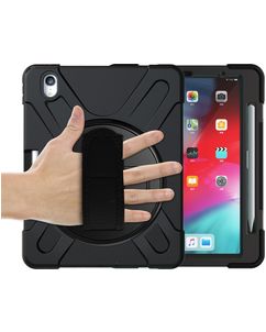 Mobigear SureGrip XGuard iPad Pro 11 pouces (2024) Plastique rigide / Silicone Coque arrière + Porte-stylet + Bandoulière + Support - Noir