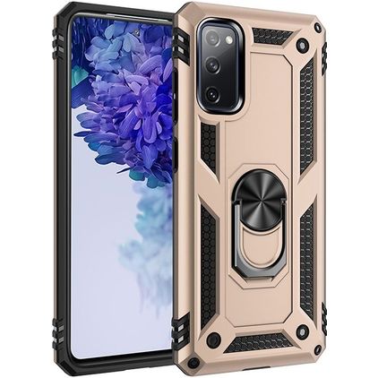 Mobigear Armor Ring Coque Samsung Galaxy S20 FE Coque arrière Rigide Anti-Chocs avec Anneau-Support - Or