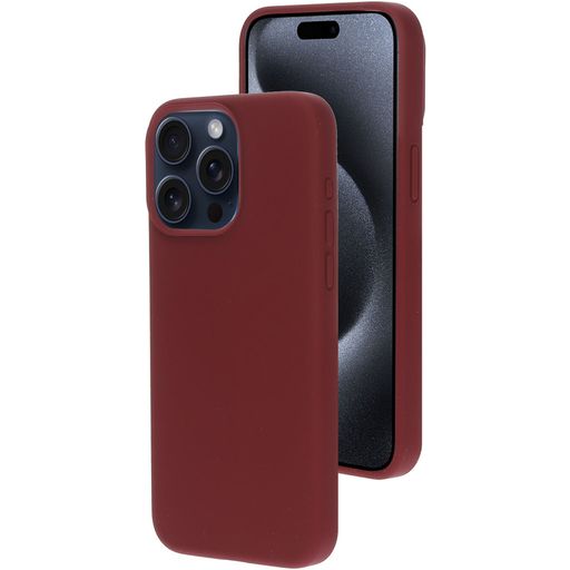 Mobiparts Coque iPhone 15 Pro Max Coque arrière en Silicone - Plum Red