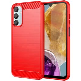 Mobigear Brushed Slim Coque Samsung Galaxy M15 Coque arrière en TPU Souple - Rouge