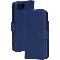 Mobiparts Housse iPhone 16e Etui en Cuir Véritable Porte-Monnaie - Bleu