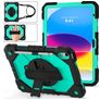 Mobigear SureGrip Xtreme Coque iPad 11 (2025) Coque arrière en Plastique rigide,Silicone + Porte-crayon + Bandoulière + Support Amovible - Noir / Turquoise