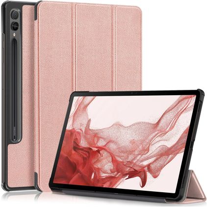 Mobigear Tri-Fold Samsung Galaxy Tab S9 Plus Étui + Porte-stylet - Rose doré