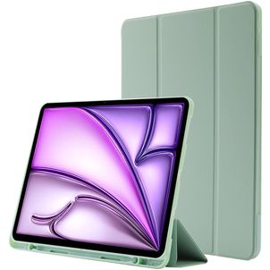Mobigear Tri-Fold Gel Coque iPad Air 13 Pouces (2024) Etui en TPU,Similicuir + Porte-crayon - Vert