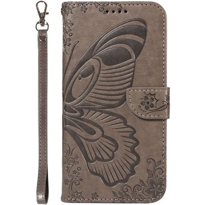 Mobigear Butterfly Housse Samsung Galaxy S25 Plus Etui Porte-Monnaie - Gris