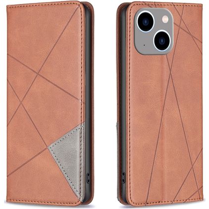 Mobigear Rhombus Slim Housse iPhone 15 Plus Etui - Marron