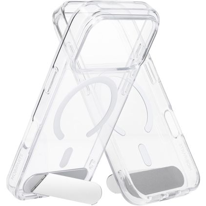 Mobiparts Hardcover Coque Transparente iPhone 18 Pro MagSafe Coque arrière Rigide avec Support Amovible - Transparent