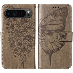 Mobigear Butterfly Housse Google Pixel 9 Pro Etui Porte-Monnaie - Gris