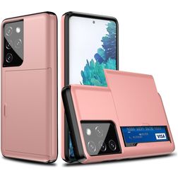 Mobigear Brushed Credit Card Slot Case Rose Gold Samsung Galaxy S21 Ultra