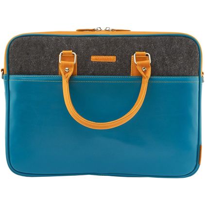 Valenta Laptop leather Sacoche Ordinateur portable en Cuir Véritable 15.6 Pouces Sacoche ordinateur + Poignée - Ocean Blue