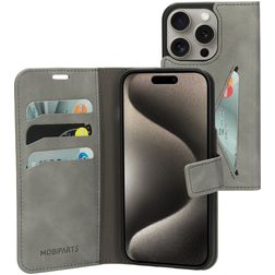 Mobiparts Classic Wallet Housse iPhone 15 Pro Etui Porte-Monnaie - Granite Grey