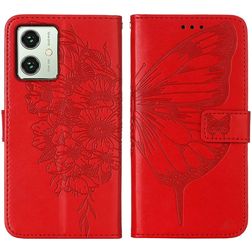 Mobigear Butterfly Housse Motorola Moto G54 Etui Porte-Monnaie - Rouge