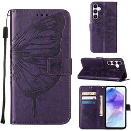Mobigear Butterfly Housse Samsung Galaxy A55 Etui Porte-Monnaie - Violet