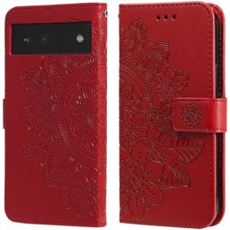 Mobigear Flowers Google Pixel 6 Étui Portefeuille - Rouge