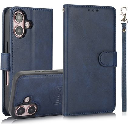 Mobigear Wallet Housse iPhone 16 Plus Etui avec Coque Détachable Porte-Monnaie - Bleu