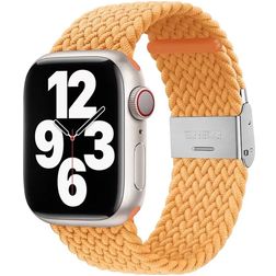 Mobigear Braided Bracelet Nylon pour Apple Watch Fermeture à pince - 49/46/45/44 mm - Jaune