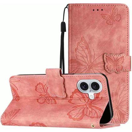 Mobigear Butterfly iPhone 17 Étui Portefeuille - Rose
