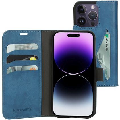 Mobiparts Classic Wallet Housse iPhone 14 Pro Etui Porte-Monnaie - Steel Blue