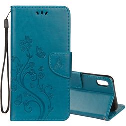 Mobigear Flowers iPhone XR Étui Portefeuille - Turquoise